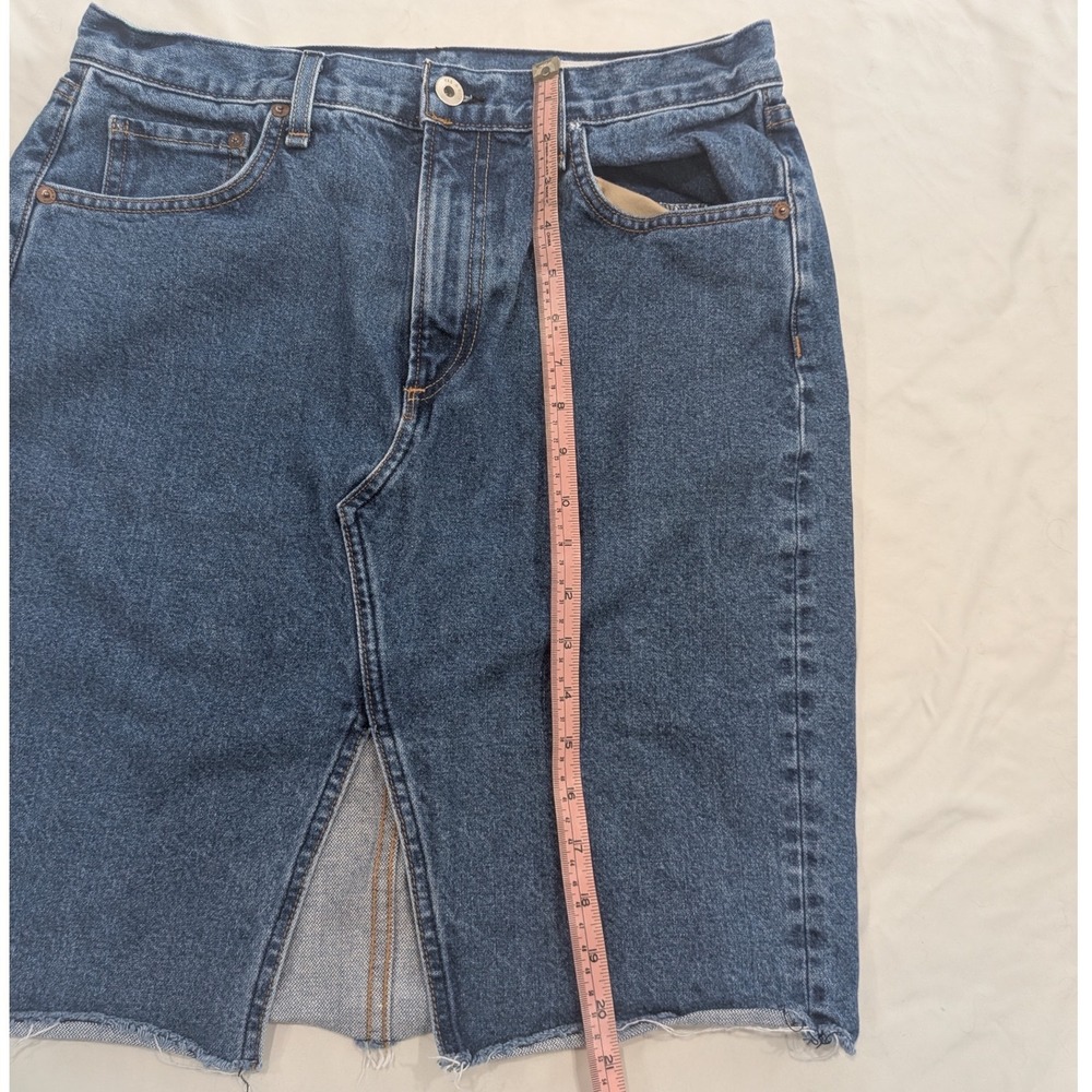 $185 RAG & BONE Denim Midi Skirt Vtg Bloo Raw Hem Front Slit 29 Premium Designer - Picture 5 of 6